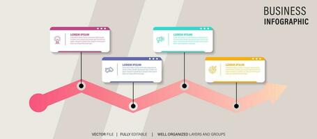 Business timeline workflow infographics. Corporate milestones graphic elements. Company presentation slide template with year periods. Modern vector history time line design.