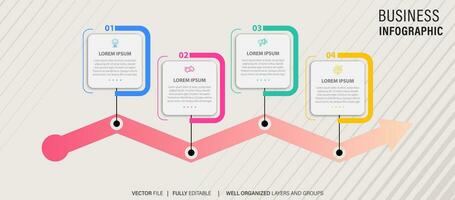 Delgado línea cronograma mínimo infografía concepto con cuatro períodos vector