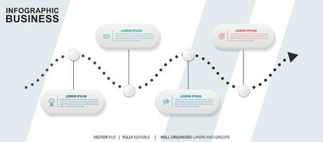 plantilla de infografía empresarial. etiqueta de diseño de línea delgada con icono y 4 opciones, pasos o procesos. vector