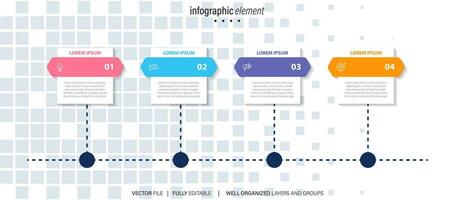 Modern flat timeline with colorful infographic templates icons vector