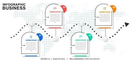 infografía diseño modelo. cronograma concepto con 4 4 pasos vector