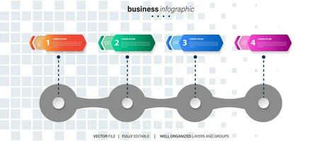 Timeline infographic thin line design with icons. Template for graph, diagram, presentations. Business concept with 4 options. Vector illustration.