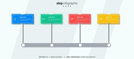 Timeline infographic design element and number options. Business concept with 4 steps. Can be used for workflow layout, diagram, annual report, web design. Vector business template for presentation.