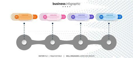 cronograma infografía Delgado línea diseño con iconos modelo para grafico, diagrama, presentaciones negocio concepto con 4 4 opciones vector ilustración.