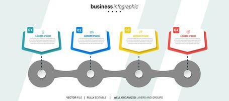 infografia diseño plantilla, negocio concepto con 4 4 pasos o opciones, lata ser usado para flujo de trabajo disposición, diagrama, anual informe, web diseño.creativo bandera, etiqueta vector. vector