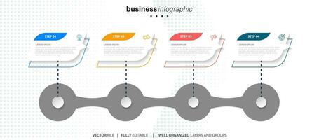 infografia diseño plantilla, negocio concepto con 4 4 pasos o opciones, lata ser usado para flujo de trabajo disposición, diagrama, anual informe, web diseño.creativo bandera, etiqueta vector. vector