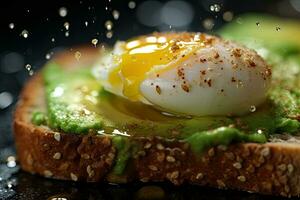Sliced Avocado toast with sesame seeds on it Generative AI photo