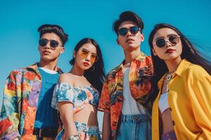 asian gen z model in bold modern outfits photo