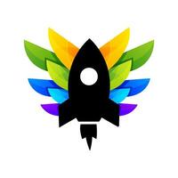 rocket  wings icon logo design vector