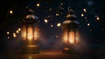 islâmico lanterna fundo dentro a noite video