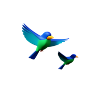 birds flying 3d rendering icon illustration png