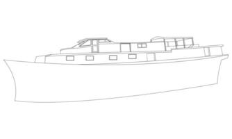 outline of a fishing boat on a white background vector