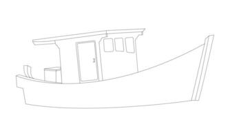 outline of a fishing boat on a white background vector