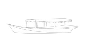 outline of a fishing boat on a white background vector