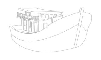 outline of a fishing boat on a white background vector