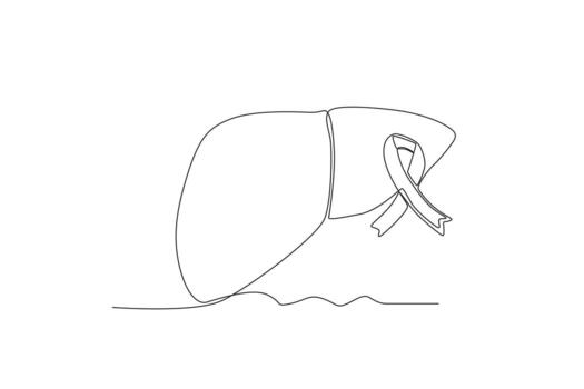 One continuous line drawing of the ribbon and the concept of world hepatitis day vector