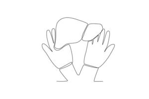 continuing the vector lines of the world hepatitis day concept for hands and hearts