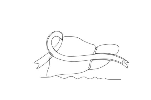 One continuous line drawing of the ribbon and the concept of world hepatitis day vector