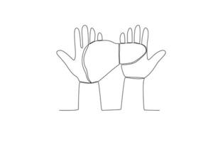 continuing the vector lines of the world hepatitis day concept for hands and hearts