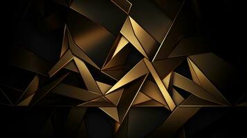 Golden glossy low poly geometric abstract background. Generative AI photo