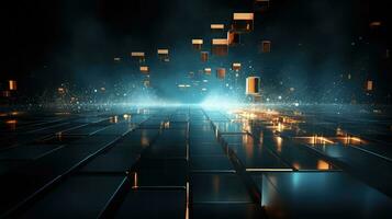 Glowing futuristic hi-tech sci-fi abstract background. Generative AI photo