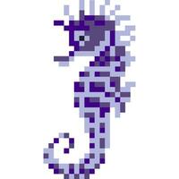 Seahorse cartoon icon in pixel style. vector