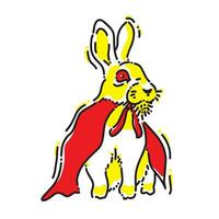 Hand Drawn Vector of a Scary Faced Rabbit Wearing a Red Cloak