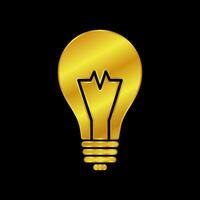 gold colored light bulb icon vector