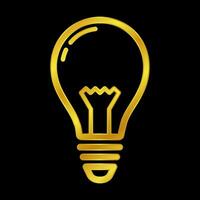 gold colored light bulb icon vector