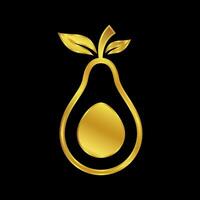 gold colored avocado icon vector