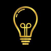 gold colored light bulb icon vector
