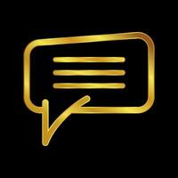 gold colored chat icon vector