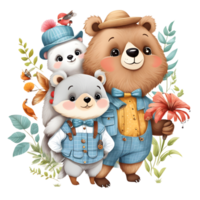 Cute  Bears Clipart Design, Funny Bears clipart, Cute Teddy Bears,  Generative AI png