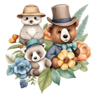 Cute  Bears Clipart Design, Funny Bears clipart, Cute Teddy Bears,  Generative AI png