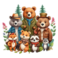 Cute  Bears Clipart Design, Funny Bears clipart, Cute Teddy Bears,  Generative AI png