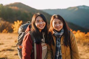 alpinismo Pareja ai generado foto