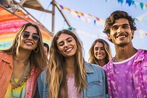 un manojo de gen z a un verano fiesta ai generado foto