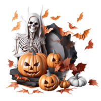 Happy Halloween Day Clipart, Halloween Day composition, Generative AI png