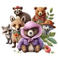 Cute  Bears Clipart Design, Funny Bears clipart, Cute Teddy Bears,  Generative AI png