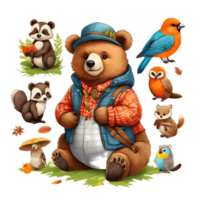 Cute  Bears Clipart Design, Funny Bears clipart, Cute Teddy Bears,  Generative AI png