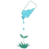 plastic bottle with water from which a green sprout is watered. clip art save a life vector