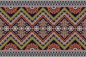 Geometric ethnic aztec embroidery style.Figure ikat oriental traditional art pattern.Design for ethnic background,wallpaper,fashion,clothing,wrapping,fabric,element,sarong,graphic,vector illustration. vector