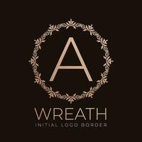 letter A wreaths border initial vintage logo design vector