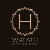 letter H wreaths border initial vintage logo design vector