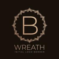 letter B wreaths border initial vintage logo design vector