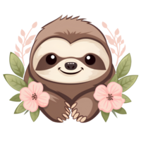 cartoon sloth ai generative png