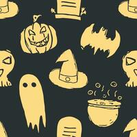 Seamless Halloween pattern. Doodle Halloween background vector