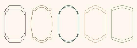 Modern minimalist aesthetic line arch frames in trendy boho style. Modern Y2K vector design outline geometric form for banner, social media, poster. Shape Islamic door silhouette Arabic border.