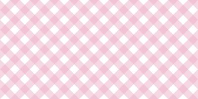 Gingham diagonal seamless pattern in pink pastel color. Vichy plaid design for Easter holiday textile decorative. Vector checkered pattern for fabric - picnic blanket, tablecloth, dress, napkin.