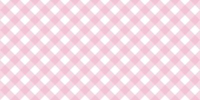 Gingham diagonal seamless pattern in pink pastel color. Vichy plaid design for Easter holiday textile decorative. Vector checkered pattern for fabric - picnic blanket, tablecloth, dress, napkin.